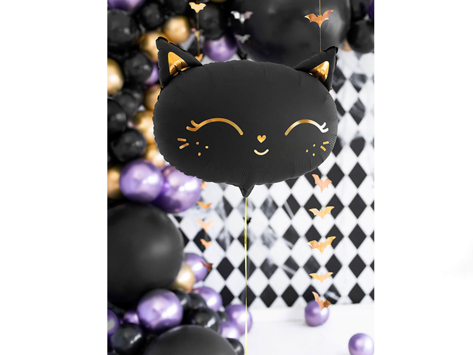 Balon foliowy Kotek 48x36 cm czarny FB84 PartyDeco